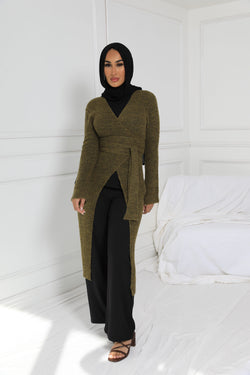 AYLA KNIT WRAP KHAKI