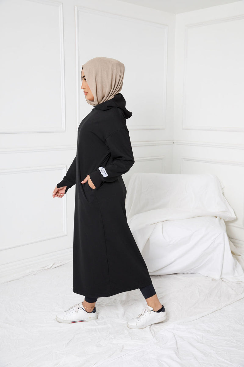 HOODED ROVER SPORTS DRESS | BLACK