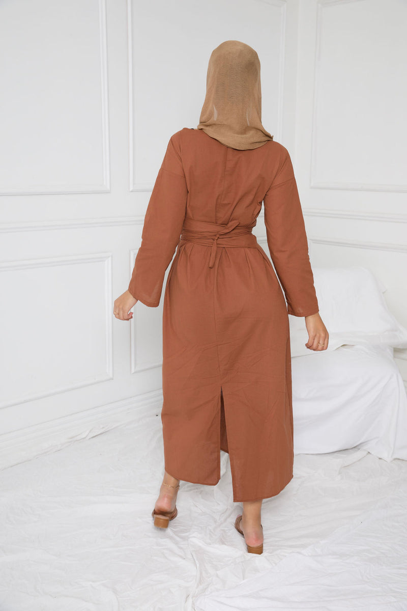 RUSH WRAP DRESS | RUST