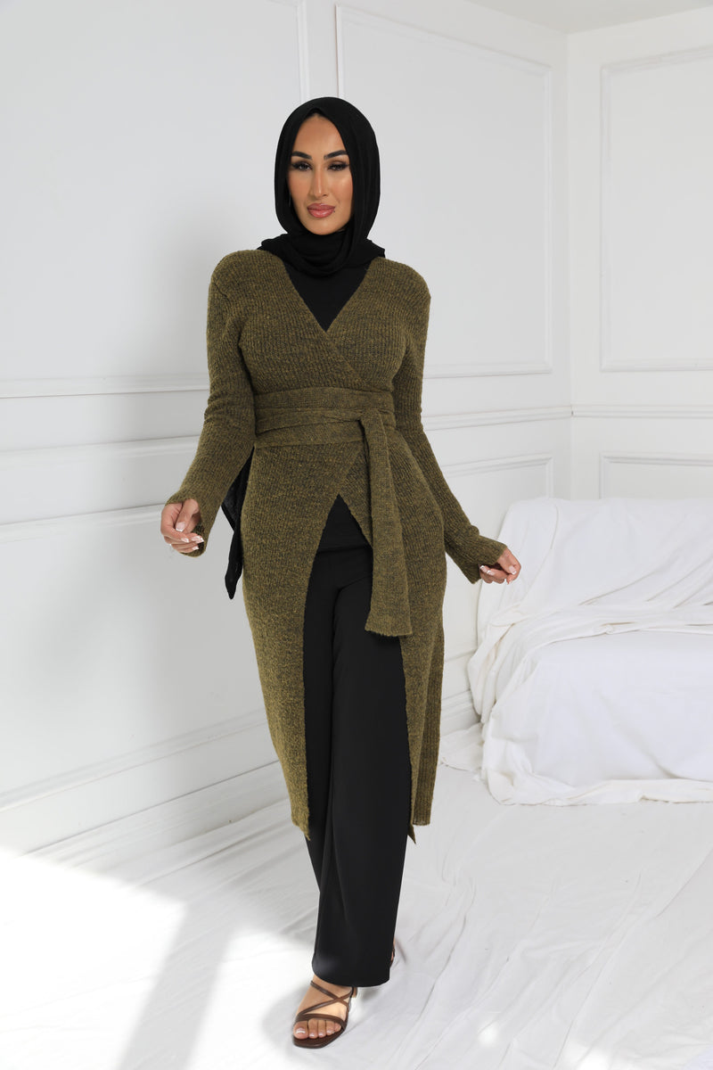 AYLA KNIT WRAP KHAKI