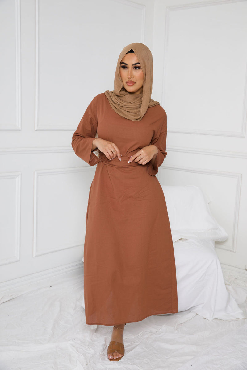 RUSH WRAP DRESS | RUST