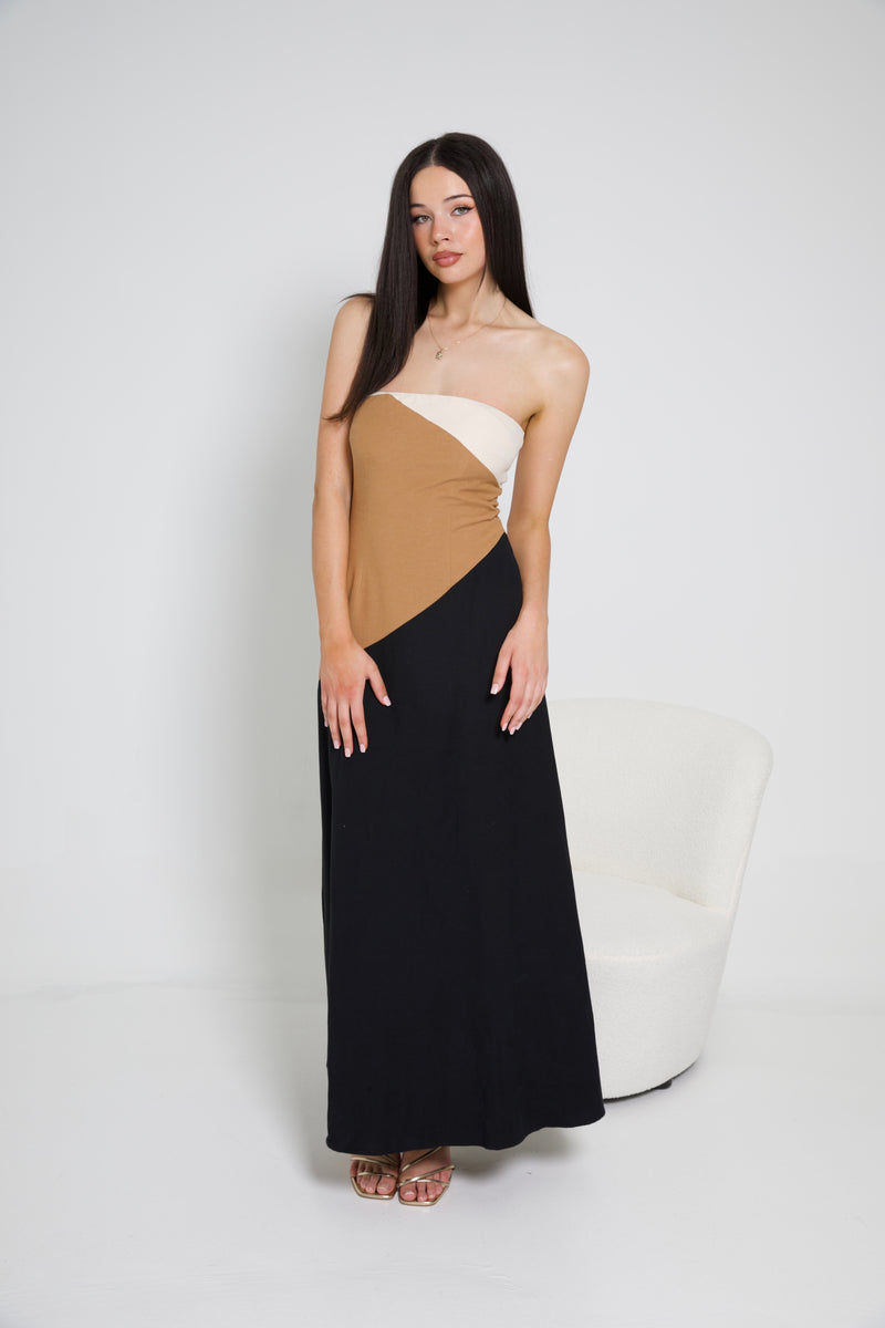 CALISSA MAXI DRESS - CARAMEL MULTI