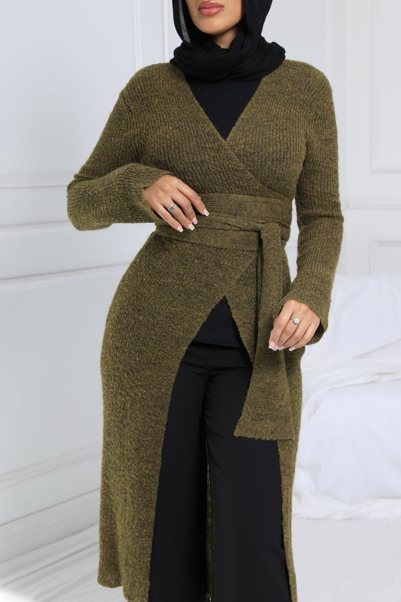 AYLA KNIT WRAP KHAKI